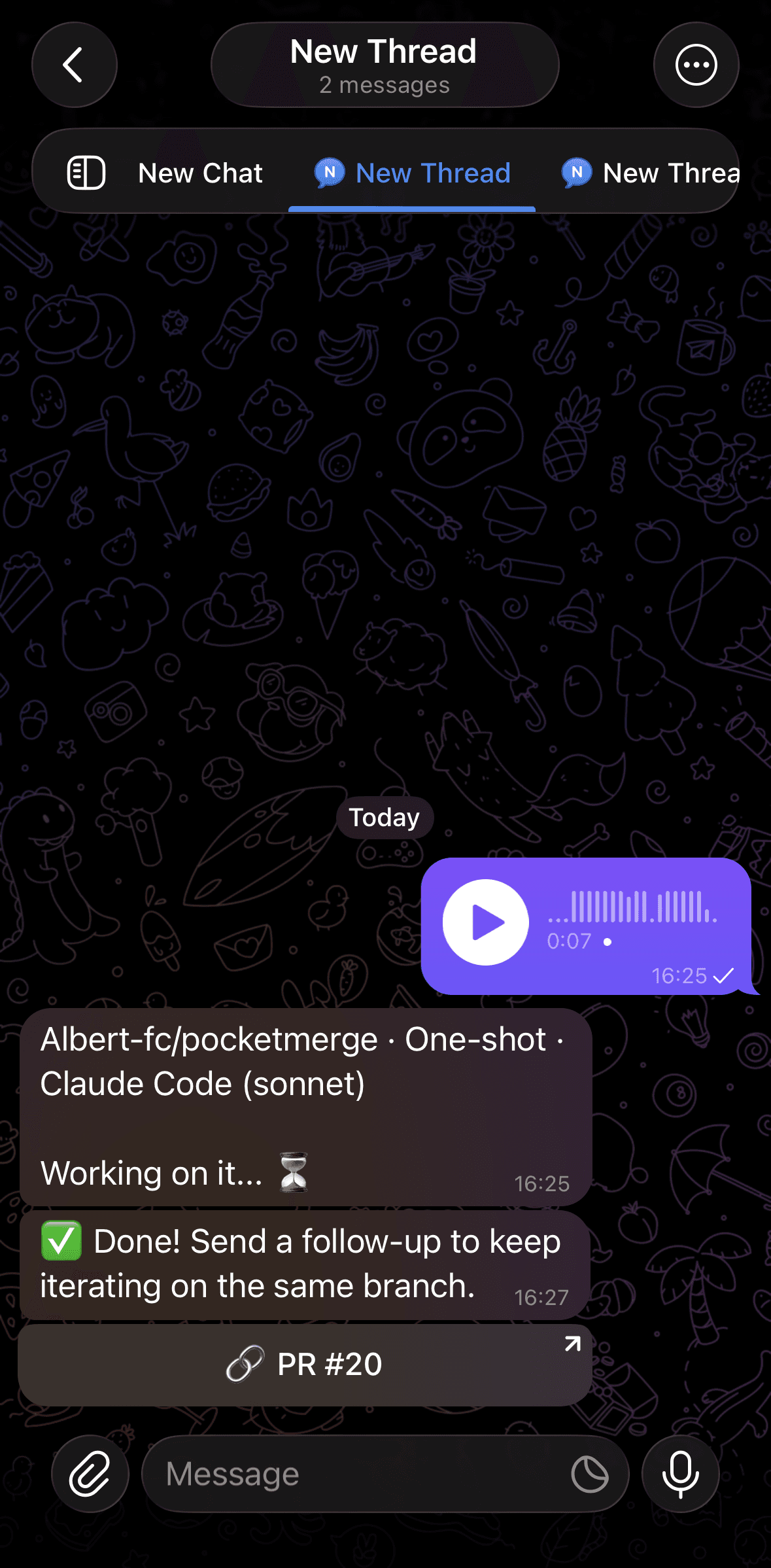 Voice note in Telegram